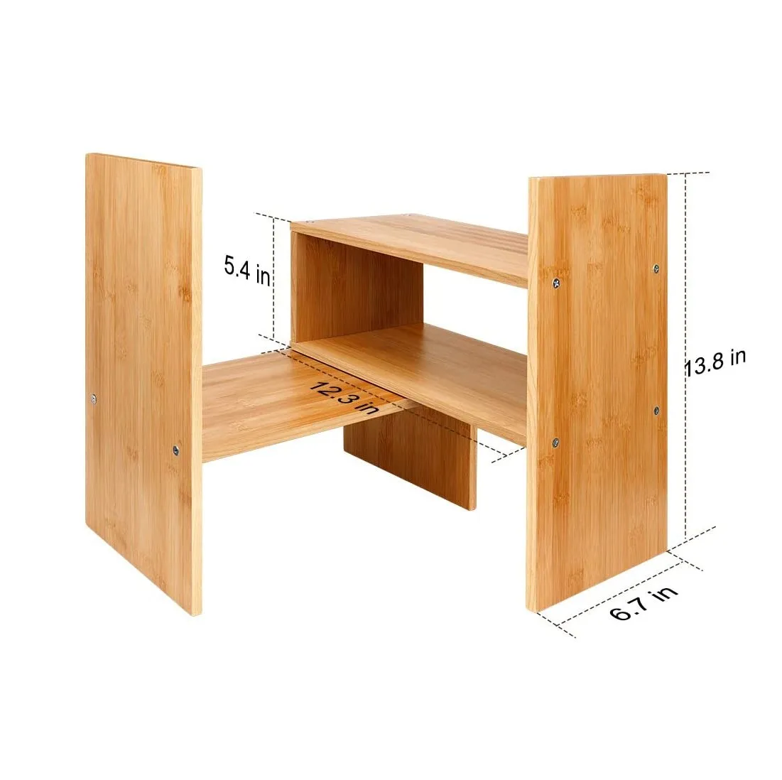 Desk Storage Organizer Adjustable Wood Desktop Display Shelf Book Rack