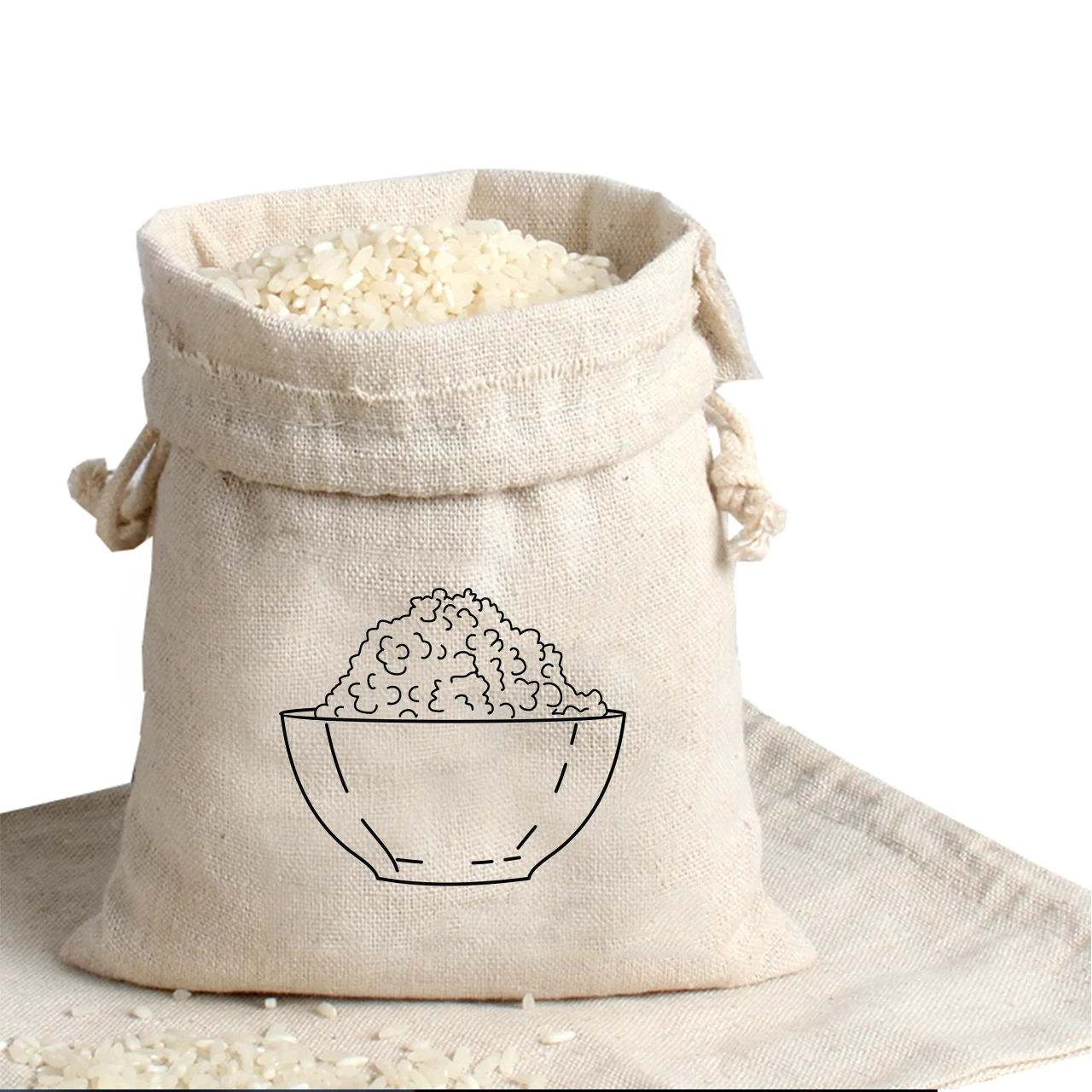 plain insulated rope handle wine tote bag small cotton blank Canvas Drawstring Bag With Logo Printed