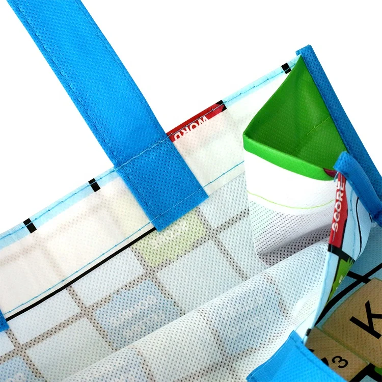 Wholesale eco cheap handle customized logo full color printing reusable foldable non woven shopping bag