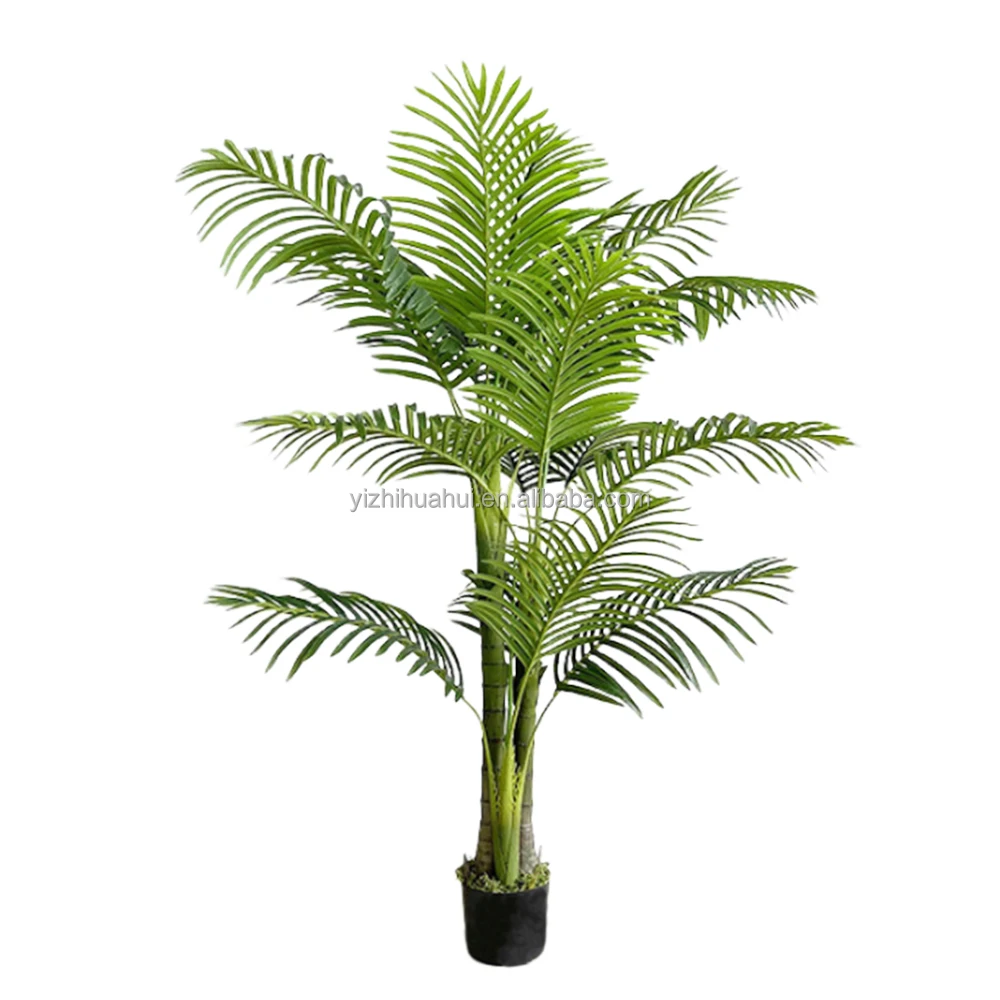 Artificial palm tree 3 branch natural feel faux ornamental bonsai Areca catechu palm trees silk plant in pots
