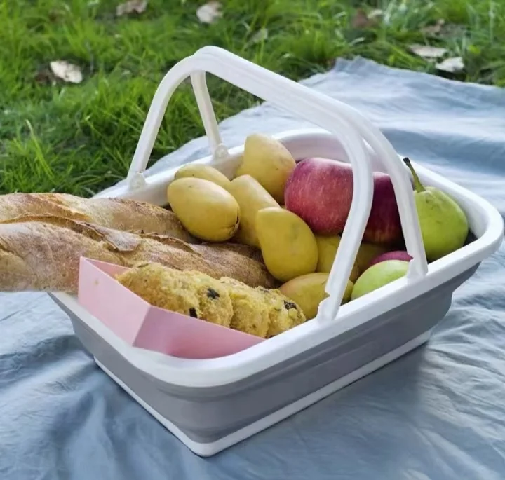 16L  Collapsible Shopping Storage Basket with handle  collapsible laundri basket Durable PP Bathroom Use