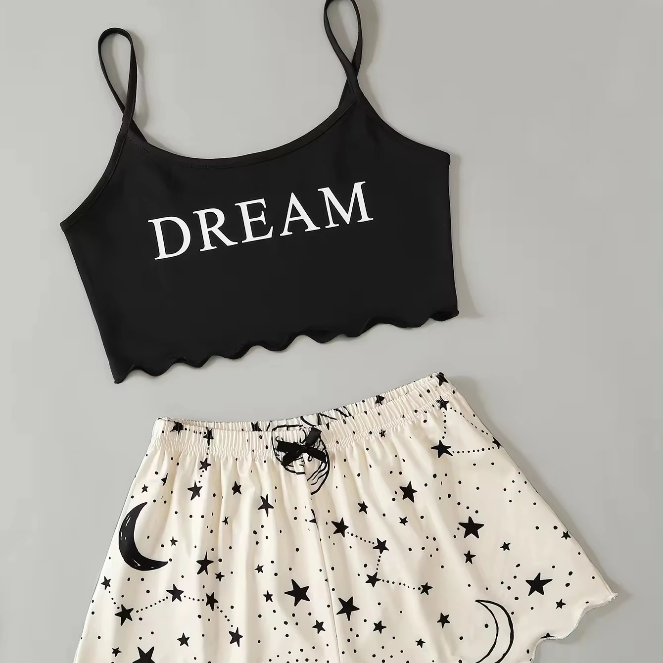 W 2024 New design fashion print halter shorts women home wear two-piece