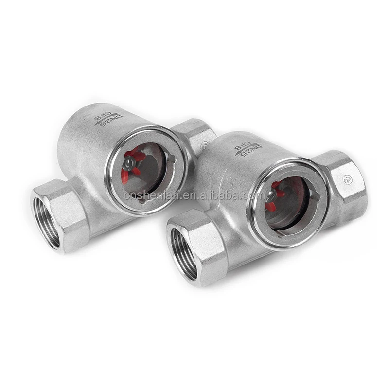 SS304 316 Stainless Steel Water Sight Flow Indicator 1 Inch  PTFE Seal and Impeller