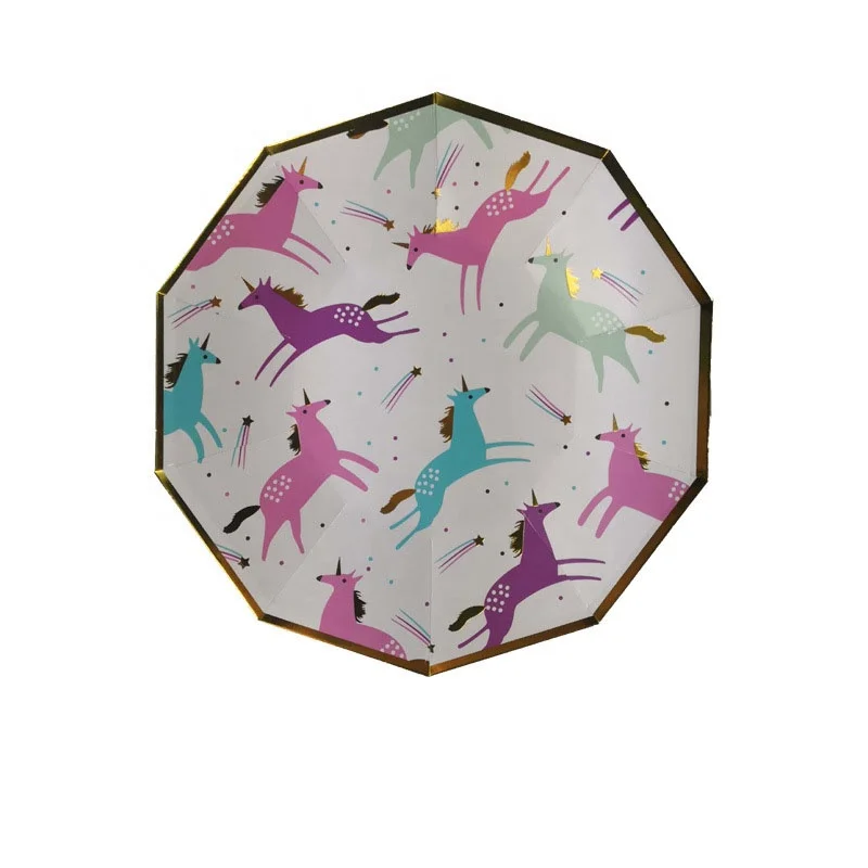 9 дюймов День рождения Свадьба детский душ Джунгли Тема украшения поставки Единорог Фламинго Русалка бумажная тарелка