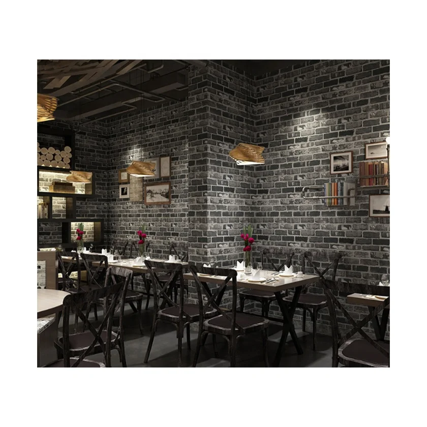 Restaurant Interior Wall Paper Brick Wallpaper 3D Rolls