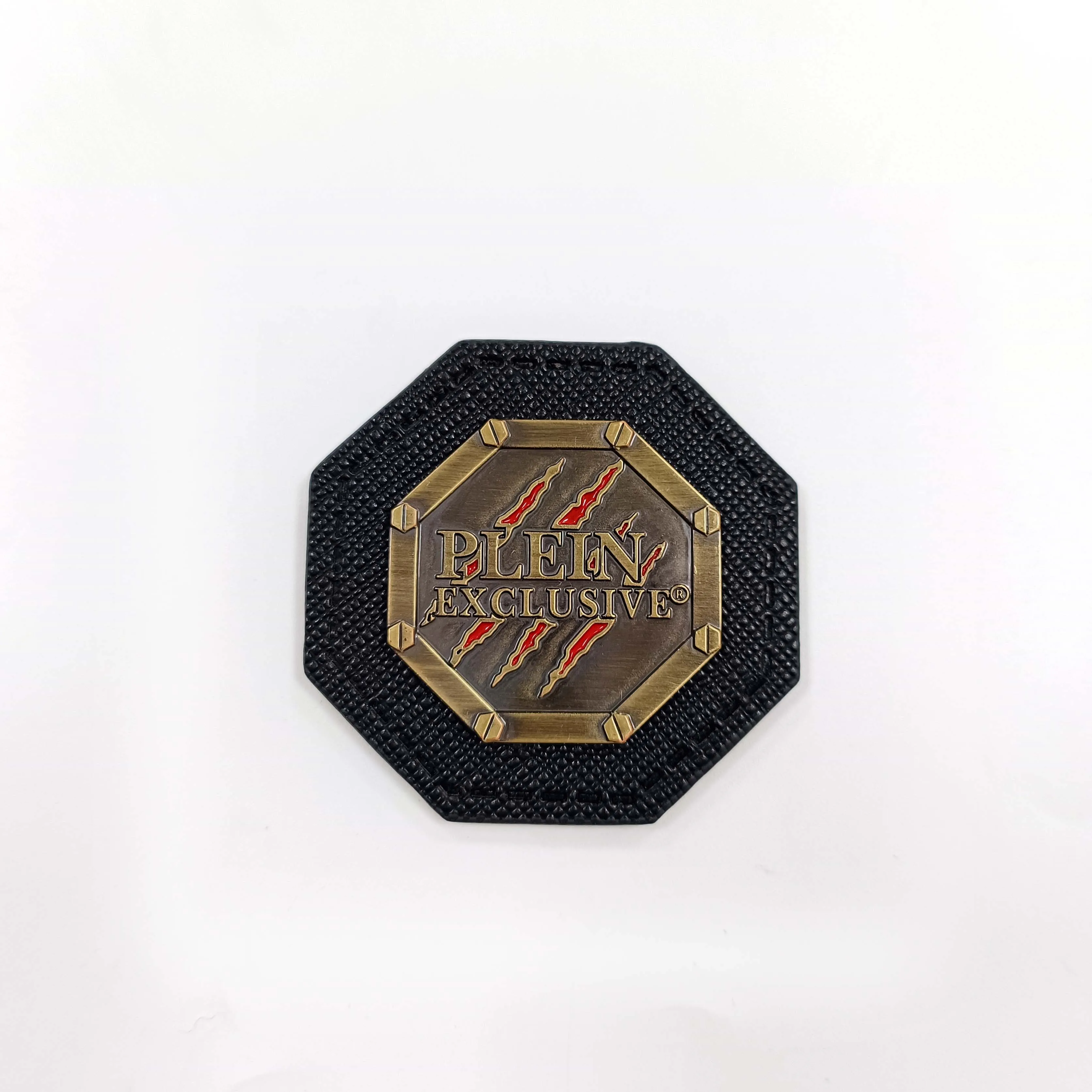 Factory price customized metal leather badge embossed metal leather patch