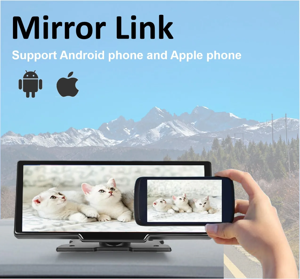 10.26 inch Touch Screen monitor mirror link   car  dual lens 4K 1080P car backup camera vehicle WiFi monitor