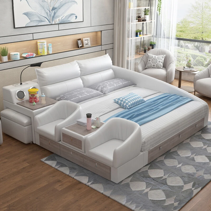 Кожаная мебель для хранения умный диван-кровать многофункциональная современная