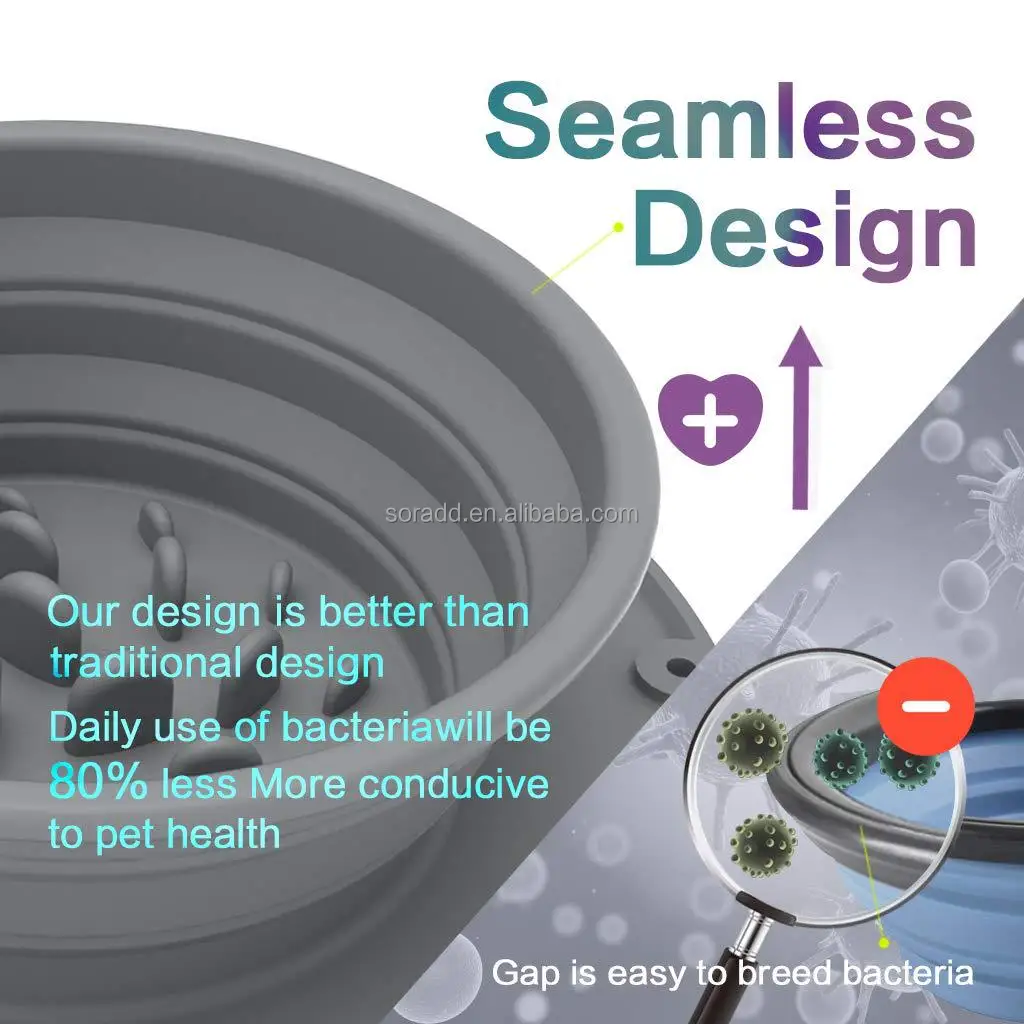 Factory Price Portable Anti-choking Collapsible 2 Combination Bowl Pet Dog Food Water Feeding Slow Feeder Travel Bowl
