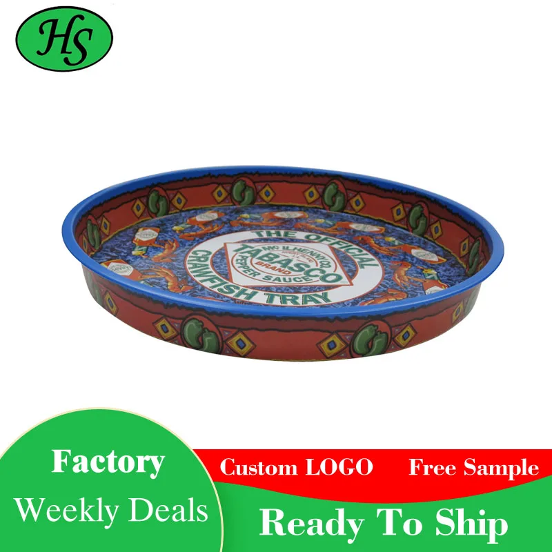 
Wholesale Large Metal Food Grade Round Cake Beer Ice For Bar Tin Tray Round Metal Decorative Tray 