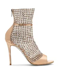 Luxury brand open toe mesh with diamond boots hot printed satin cutout roman boots 3.75inch high heel shoes for women