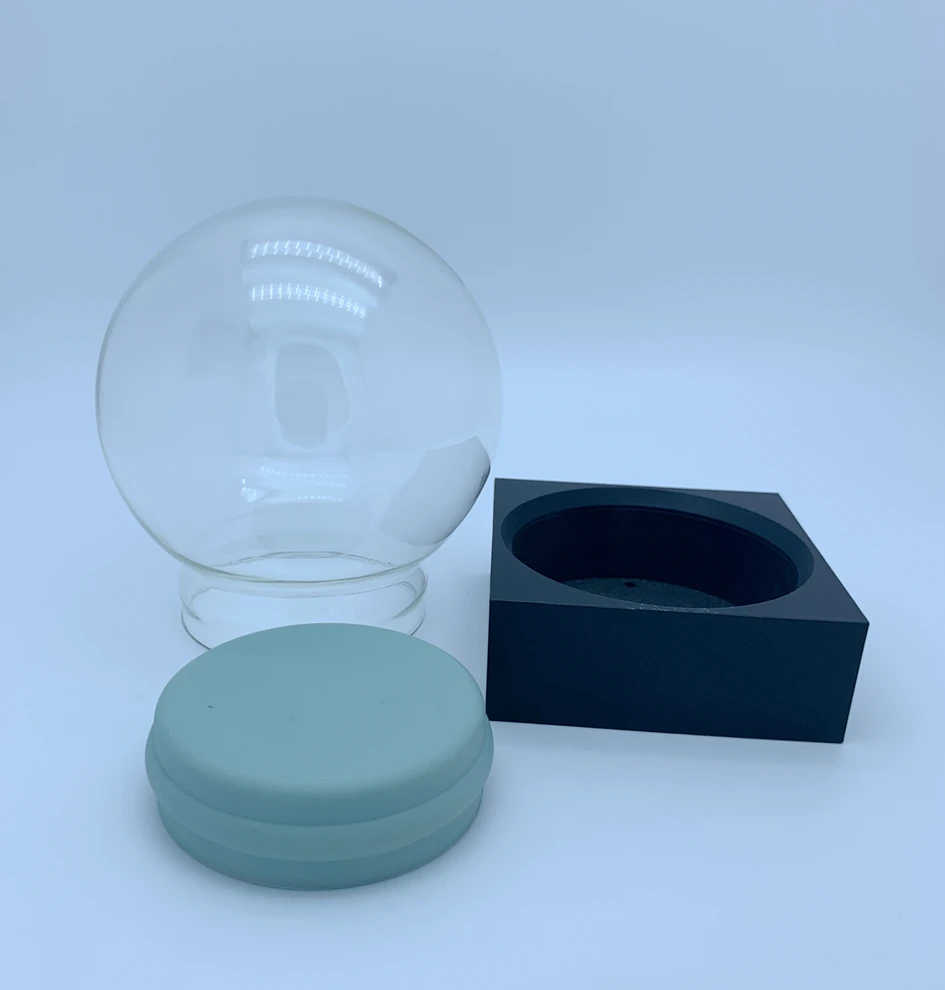 custom glass dome wood base empty snow globe