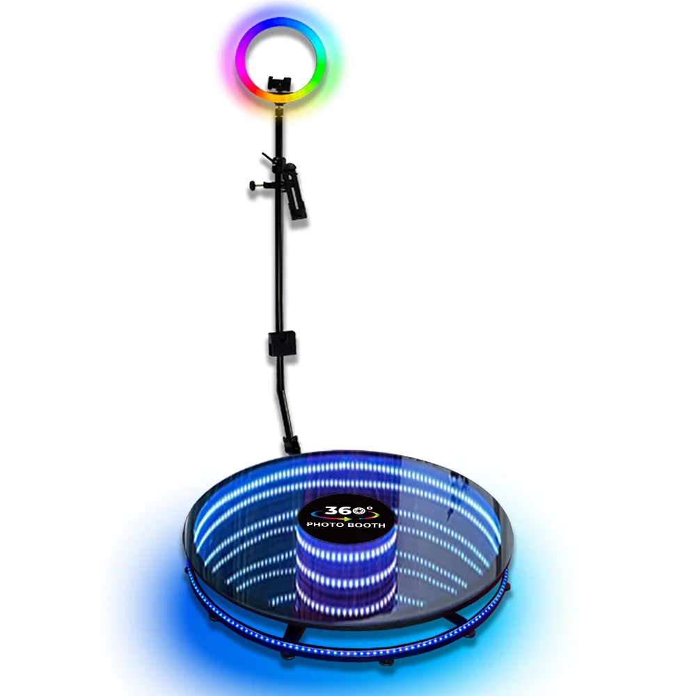 Customized magnet logo 360 degree infinity led glass selfie photo booth for party or wedding