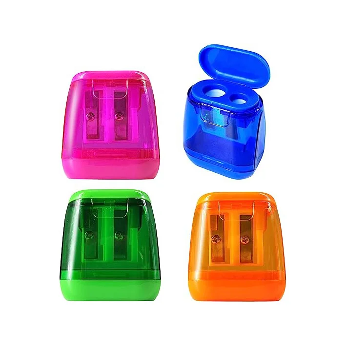School Pencil Sharpener Custom 2 Holes Small Manual Pencil Sharpener with Lid