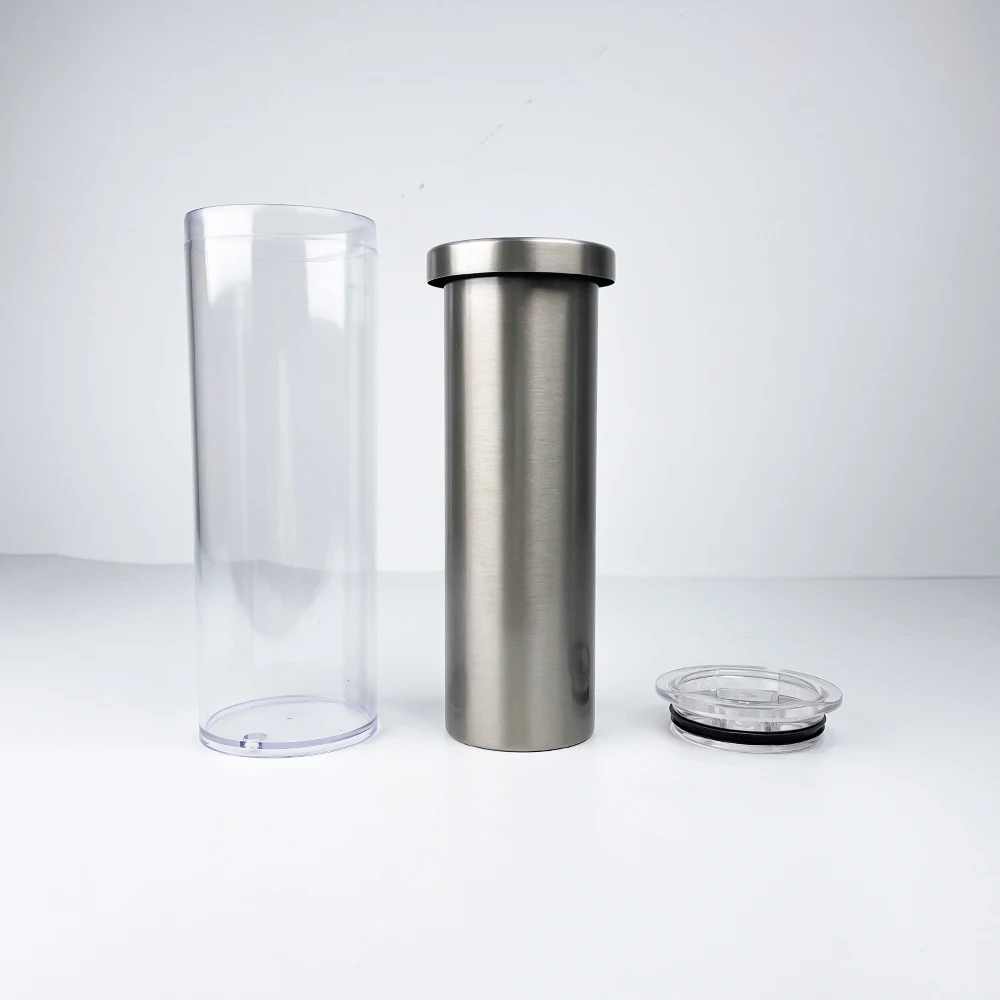 USA Warehouse 20oz White Sublimation Blanks DIY Glitter Snow Globe 304 Stainless Steel Straight Tumbler Storyboard