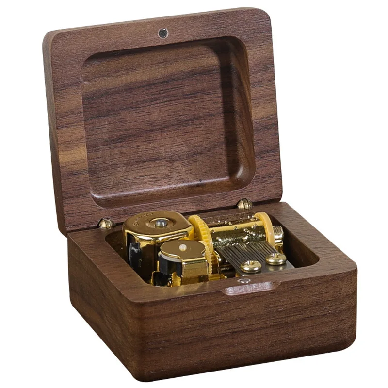 Music Box for  High Quality New Arrival Antique Walnut Color Music Box Wooden Hand-cranked Personalizable Gift Music Box