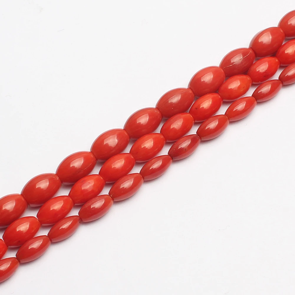 High Quality Natural Loose Beads Rice Shape Red Coral Beads For Jewelry Making Diy Bracelet Necklace