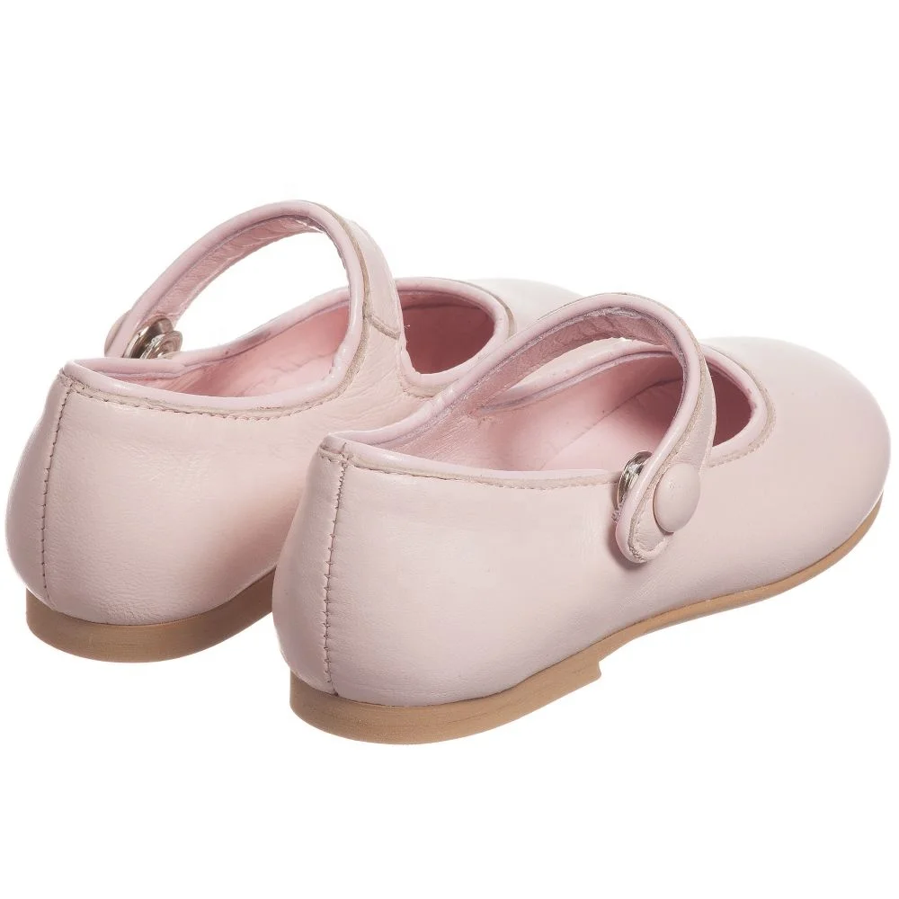 
Custom Girls Pink Flower Wear-Resistant Leather Dress Shoes 