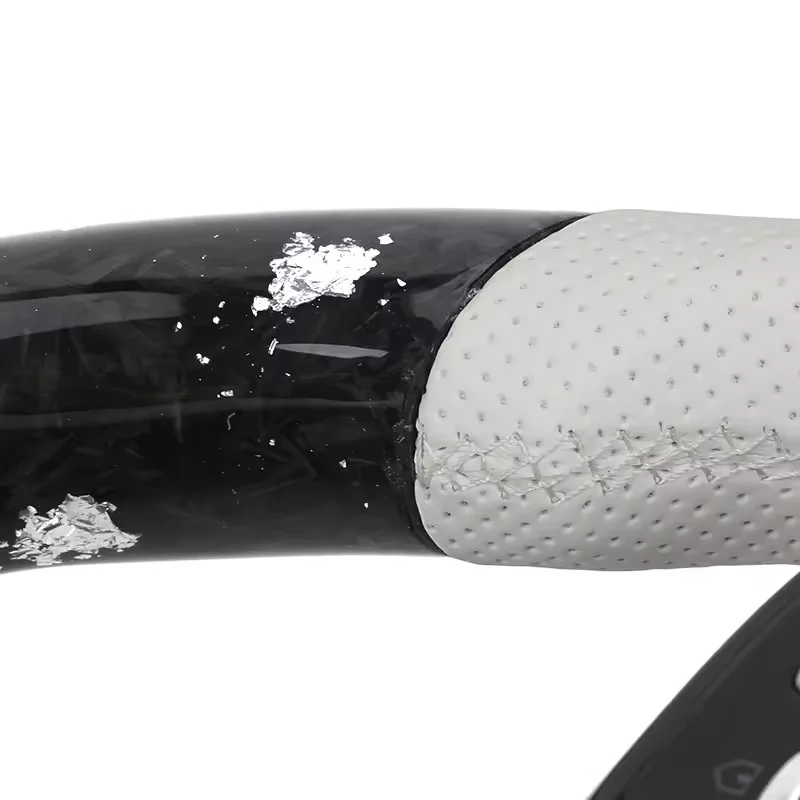 White Half Leather Forged Carbon Fiber Steering Wheel for Mercedes Benz W204 W205 W211 W213 W212 W222 EQA E550 G63 C63 AMG GT