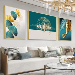 Light luxury fashion 3 pairs of painting crystal porcelain living room home office decoration printing wall art