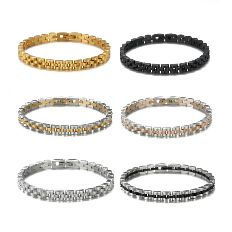 Factory Direct Supplier Unisex Silver/ Gold Bracelet Stainless Steel Colorful Chain Gold Braceletes bracelet For Men