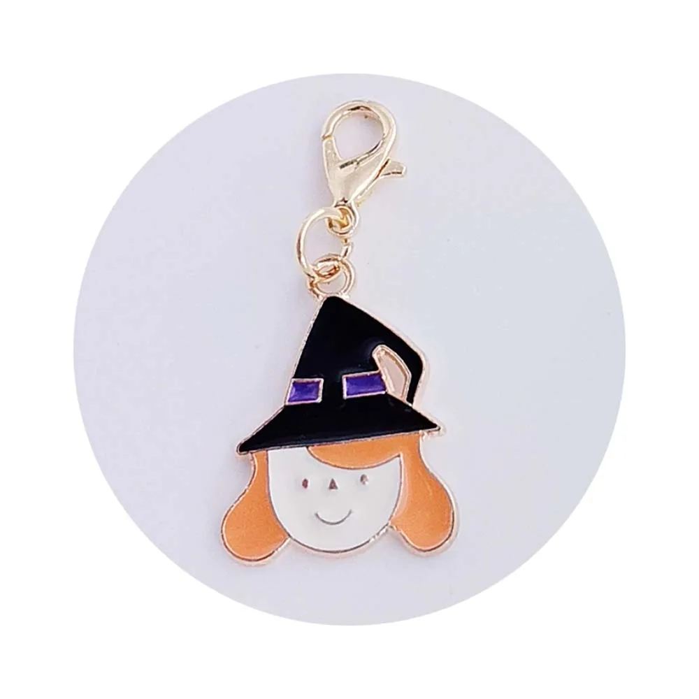 Bulk Halloween key chain kawaii witch enamel charm DIY earring bag phone bracelet necklace pendant