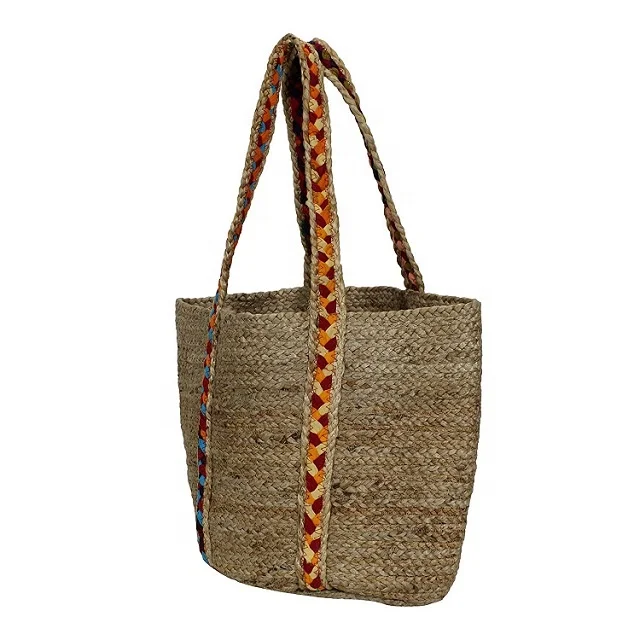 Natural material hand Braided custom design Jute tote Bags