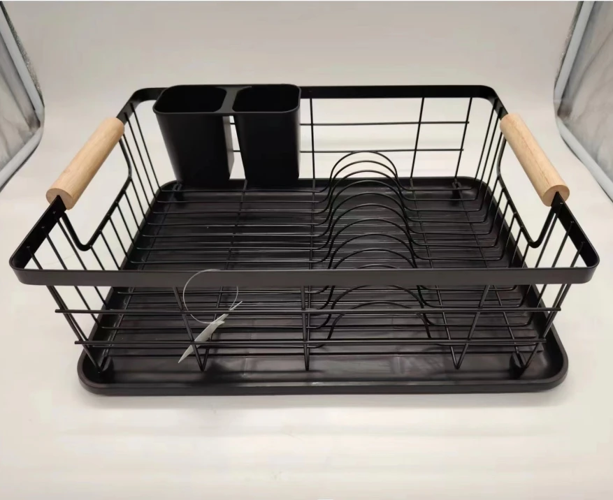 Wood Handle Popular Hot Sell Dish Rack Save Space Dish Holders For Kitchen