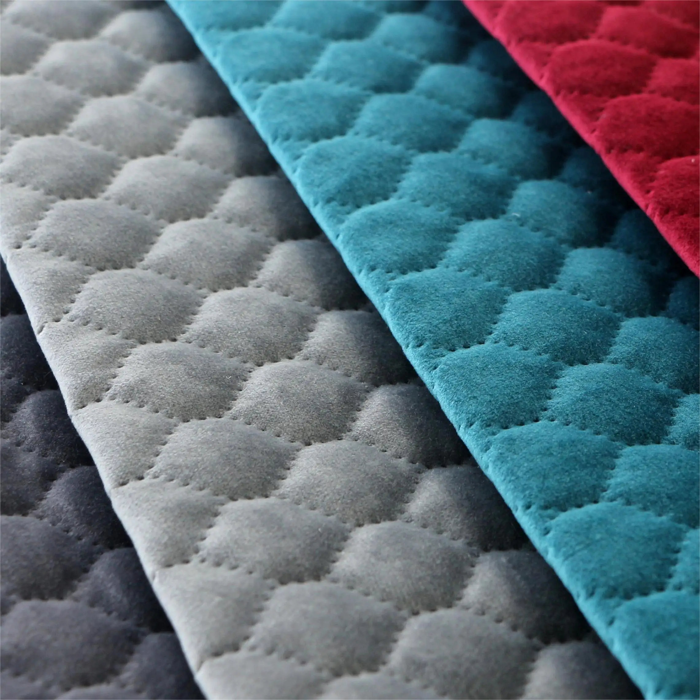 100% polyester high quality  holland velvet quilted sofa fabric pots fabric for mattress