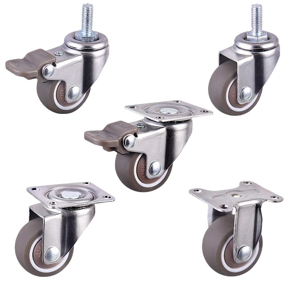 1.25 inch 32 mm TPE light duty  Furniture Silent Swivel Brake Small Caster Wheel Trolley Shopping Cart Universal Wheel