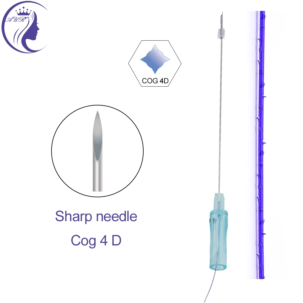 Face lift sharp needle barbed thread lifting pdo cog 4d 23g 90mm in beauty
