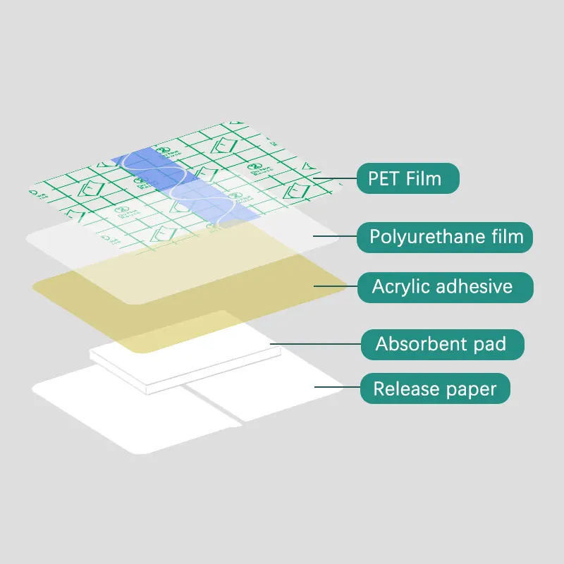 Medical consumables Wound dressing Medical waterproof absorb transparent wound pu film dressing island wound plaster