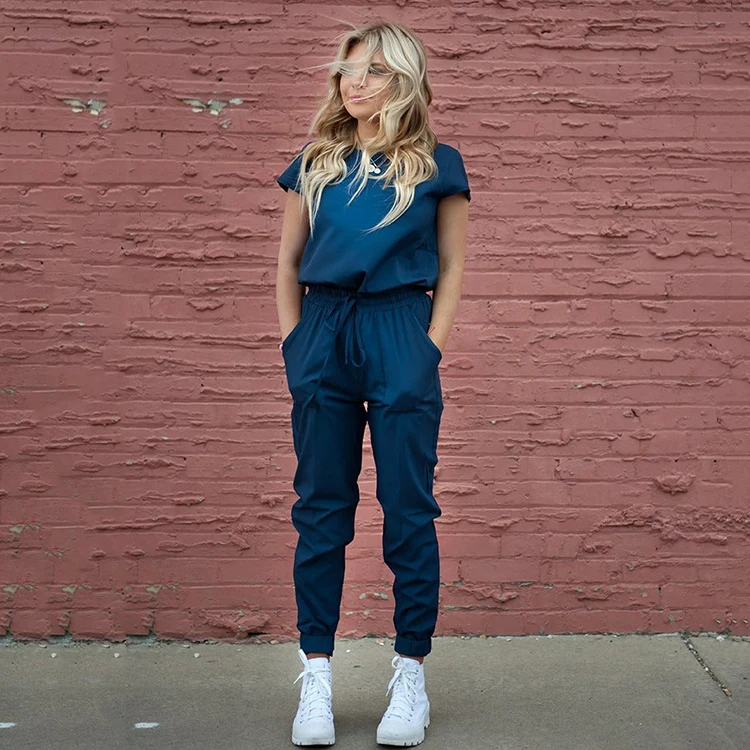 Hospital Nursing Uniform Scrubs Jumpsuit Uniforms Sets Nurse Scrubs Short Sleeve Cement Jumpsuit Simplicity Scrub Set
