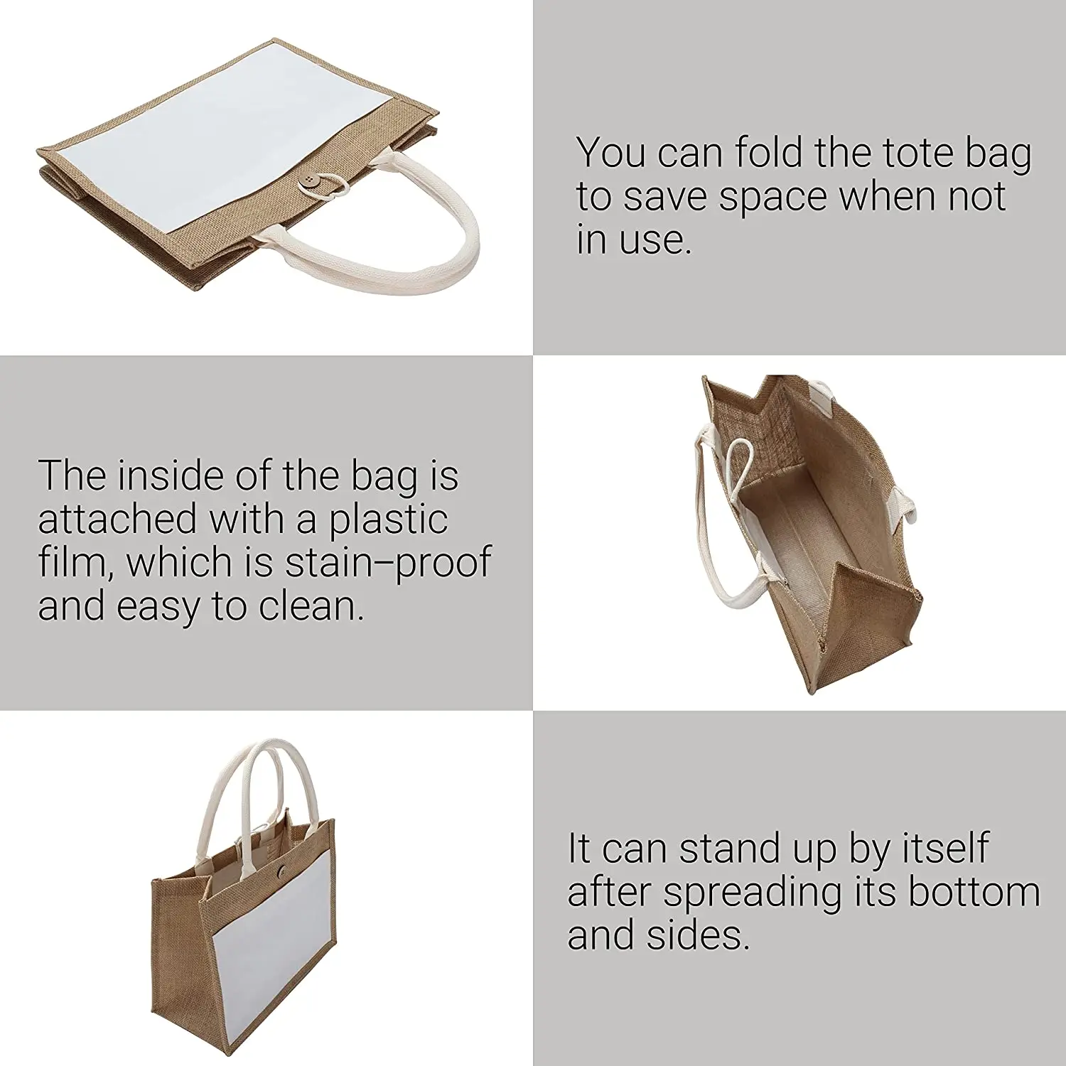 Оптовая продажа однотонная Льняная сумка для покупок большая пляжная летняя льняная из джута с передним холщовым карманом