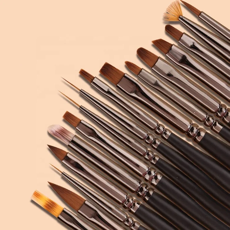 Aokitec 16 pc black wooden handle ultra thin bulk striped liner nail art brushes with cap