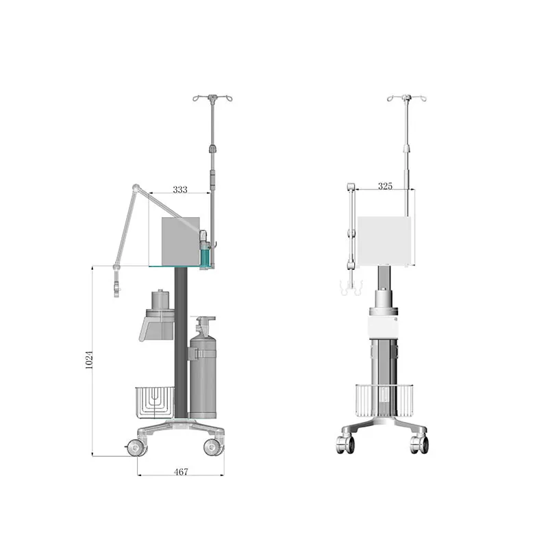 Metal hospital medical equipment cart high quality medical mobile device trolley with rod