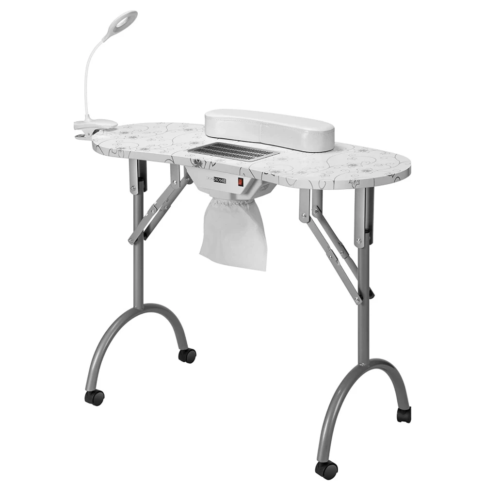 Folding nail table with lamp and fan Big size manicure table with bag Hot manicure desk for beauty salon store
