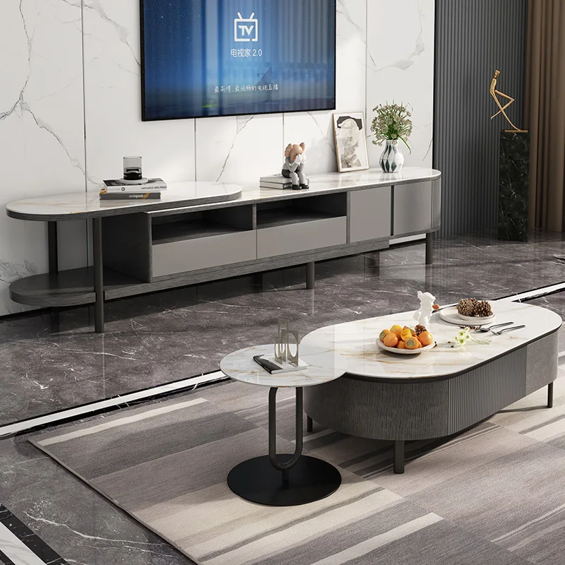 Home Furniture Tea Table And Tv Cabinet Combination Hotel Storage Tv Cabinet Set