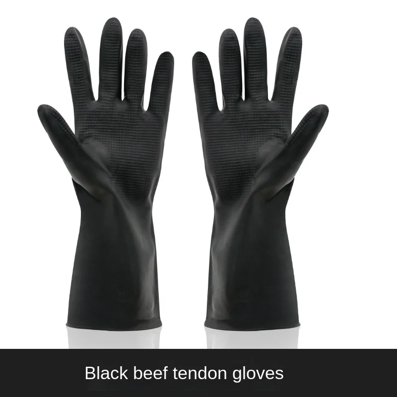 In Stock Wholesale Beef Tendon Latex Gloves Dishwashing Waterproof Household Gloves Industrial Wear-Resistant Rubber Gloves