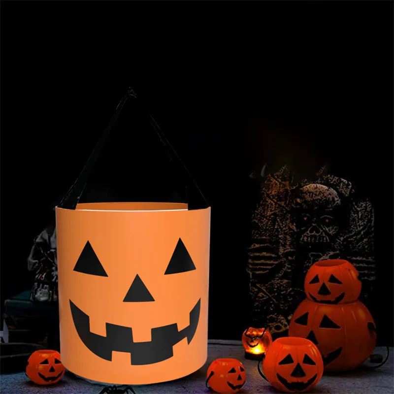 Wholesale Halloween Decoration Candy Bag Accessories Handheld Led Light Halloween Basket Toy