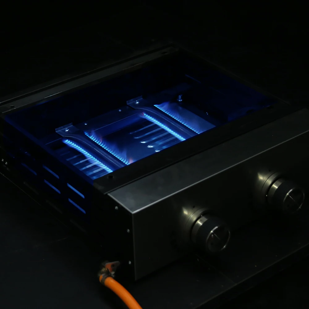 BBQ gas grill cooktop double burner stove portable and durable stainless steel grill