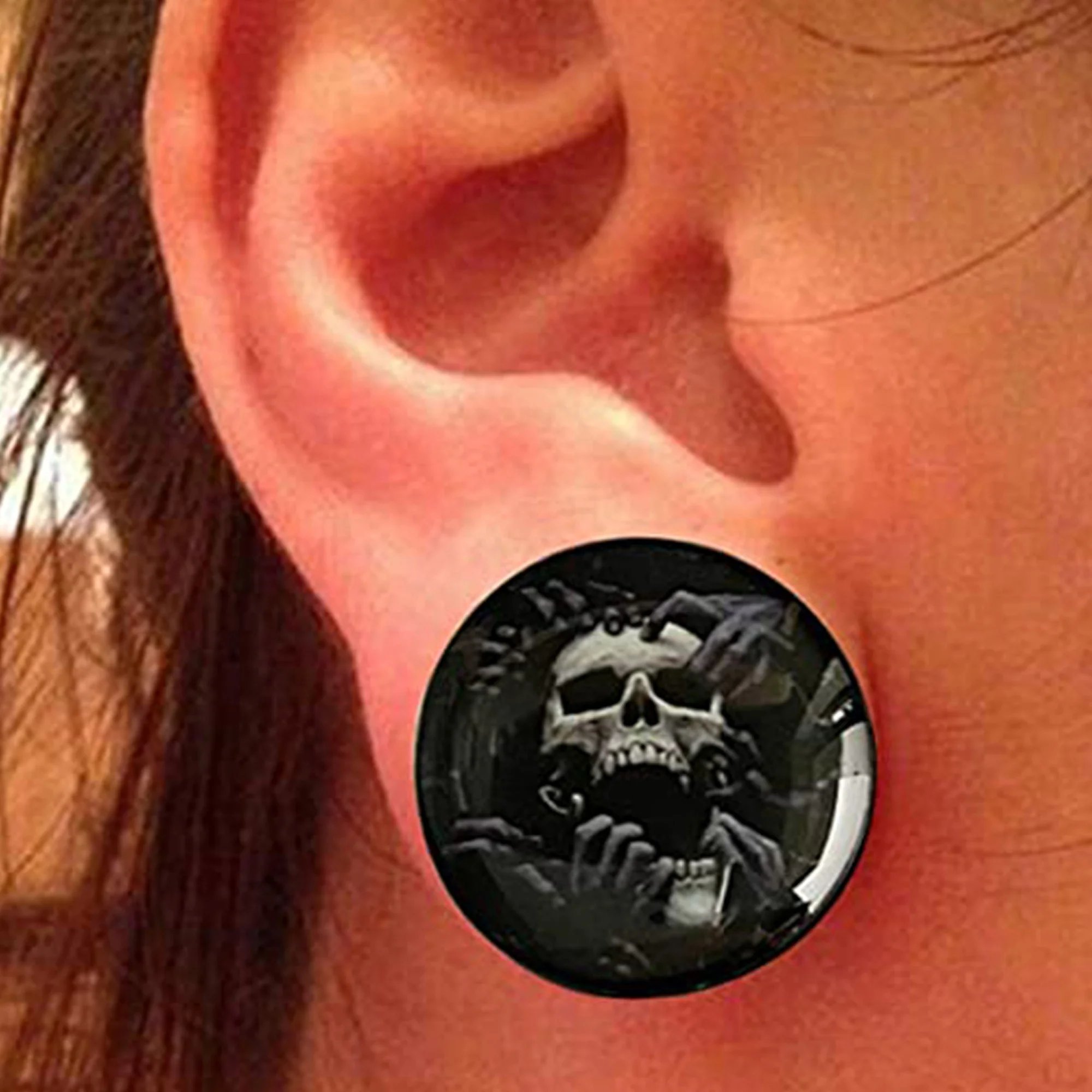 Acrylic Skull Ear Gauges Plugs Ear Tunnels Stretcher Expander Screw Piercing Jewelry