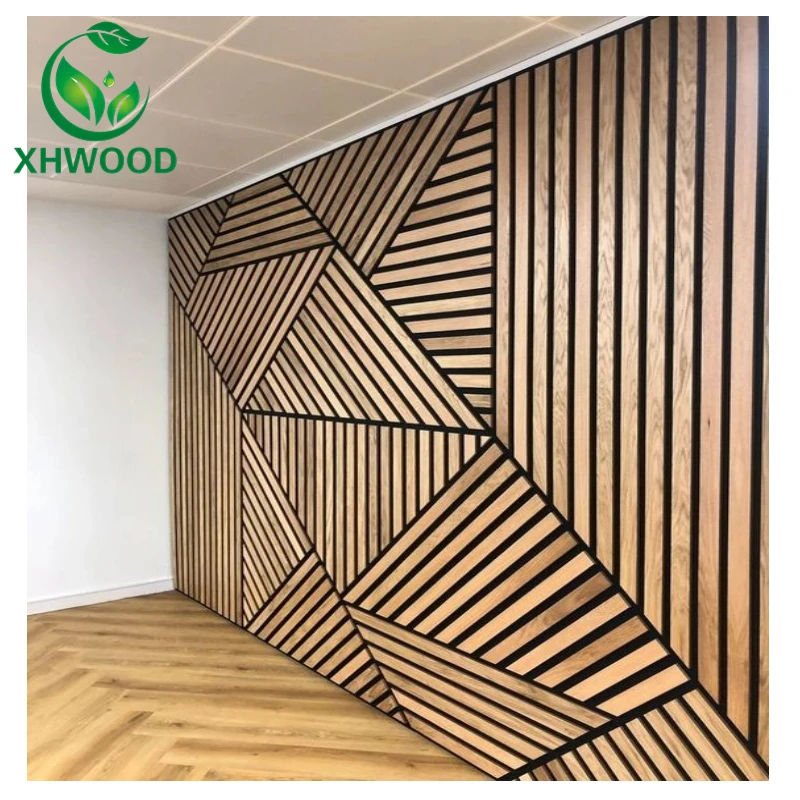 3d model design sound isolation acoustic panel wood slat board PET felt polyester fiber acoustic wall panels
