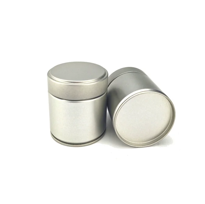 Wholesale Matcha tea canister  50g 100g green tea canister tall tea tins black white tall metal round tins 50g 100g