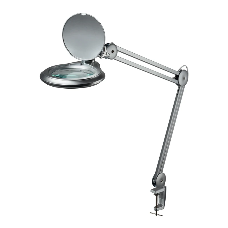 5 дюймов 3x лупа увеличительное стекло со светодиодной подсветкой для тесное сотрудничество, led Настольная лампа увеличительным стеклом с зажимом