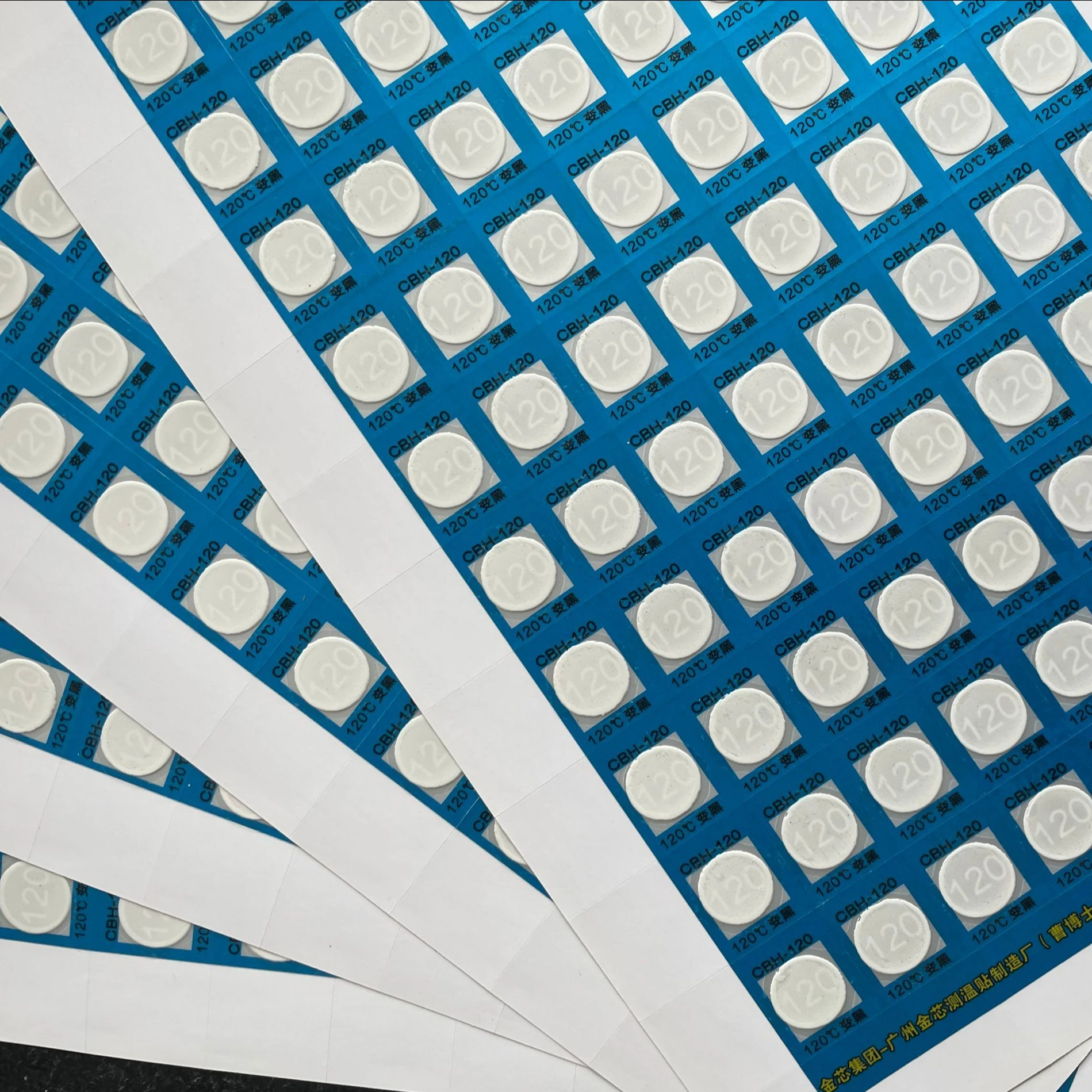 Overtemperature warning sticker,120 degree Single grid thermal test paper, 120 Sealed temperature paper