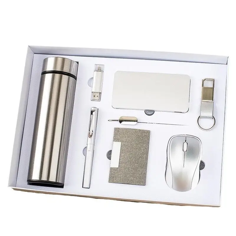 Custom Promotional Thermos Cup Mouse Notebook Mobile Power Usb Flash Drive Corporate Work Business Gift Set