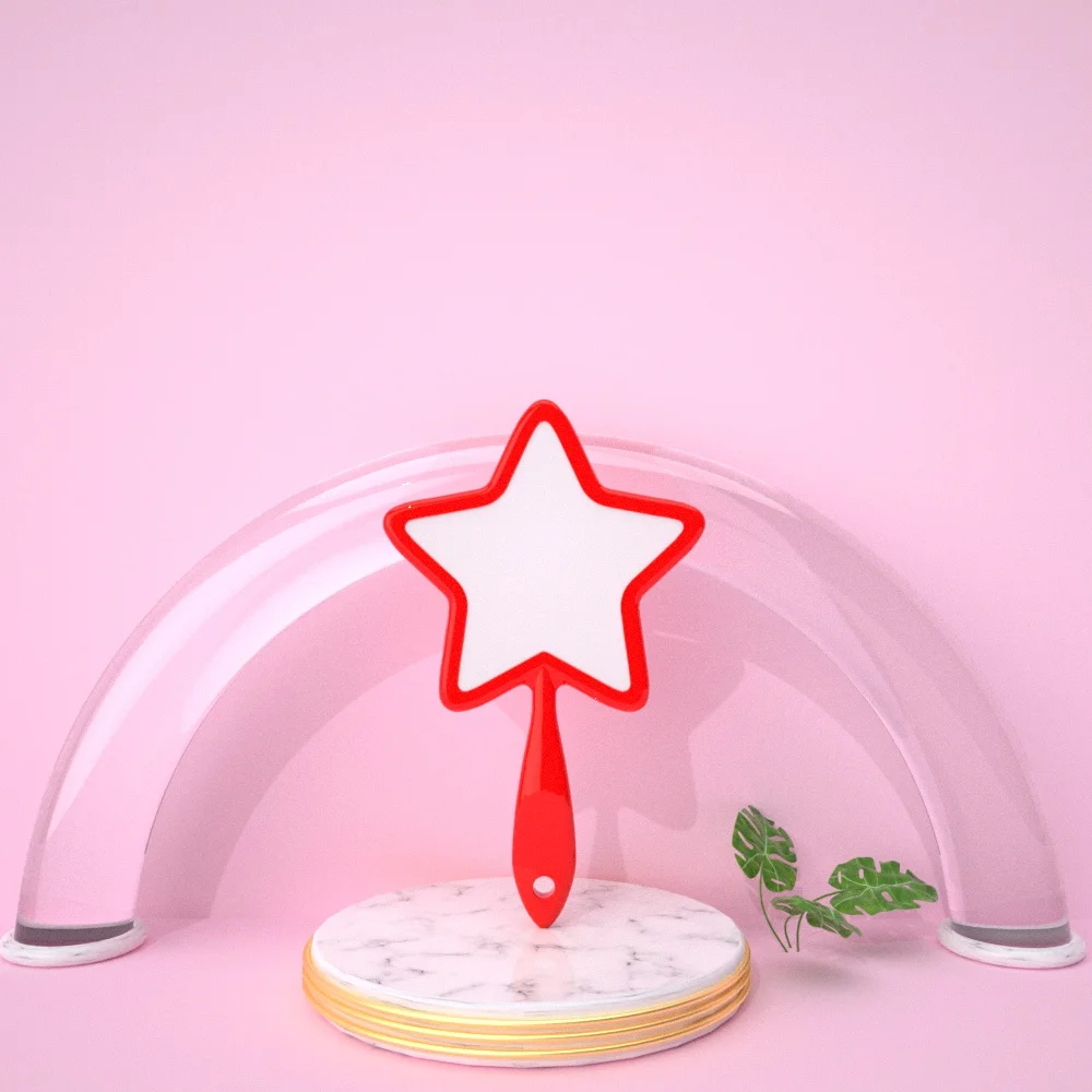 Wholesale Vanity Lovely Big Large Personalized Custom Star Shaped Hand Handheld Makeup Mirror With Logo