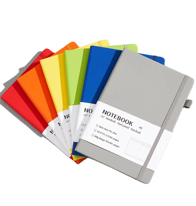 A5A7B6 Leather notebook PU cover Elastic band planner journal Diary notebook custom LOGO School supplier