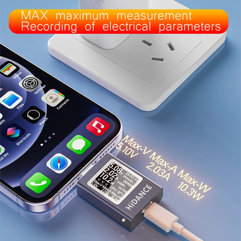 HDC-085C 13 in 1 DC 4.5-50V 0-12A Multi-function Digital Display DC Voltage Ammeter Power Meter Type-c Phone Charging Tester